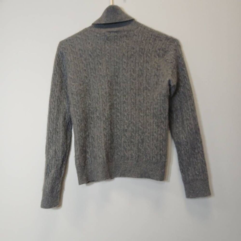 Aqua cashmere womens small sweater cable knit turtleneck gray longsleeve - Picture 6 of 9